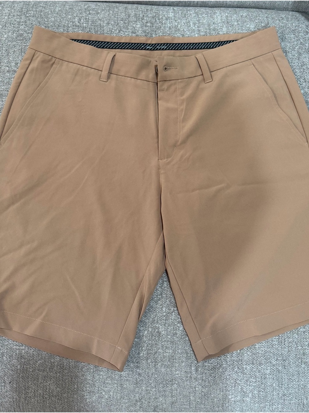 Men's Athletic Performance Shorts in Tan Khaki - Primo Golf Shorts - 9” inseam